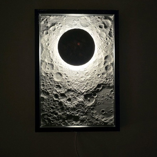 3D Printed Moon Landscape Frame with LED Light and USB Power like new