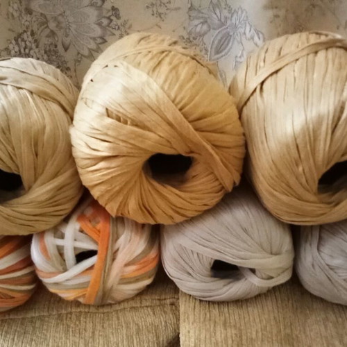 Cotton Raffia Yarn for Bag Knitting, 7 Pieces, New