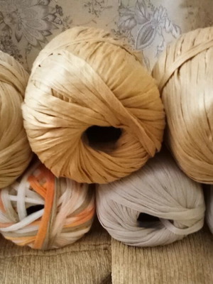 Cotton Raffia Yarn for Bag Knitting, 7 Pieces, New