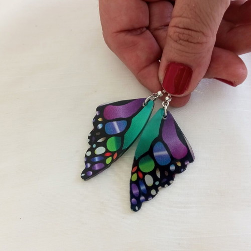 Butterfly Wing Earrings new, colorful plexiglass