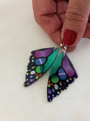 Butterfly Wing Earrings new, colorful plexiglass