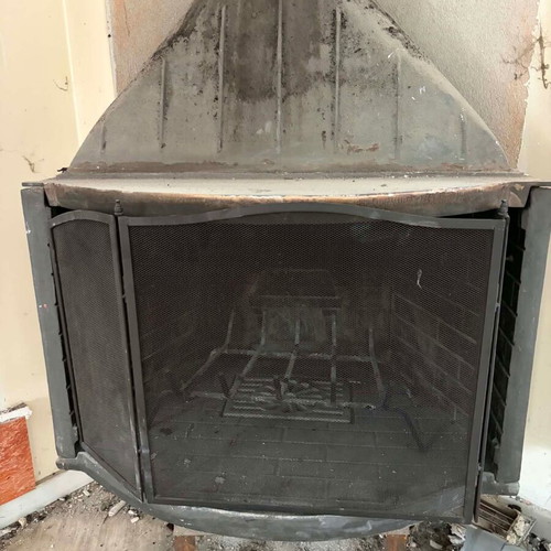 Cast iron open fireplace used