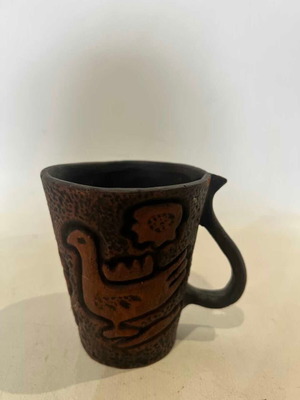 Vintage ceramic mug handmade 1967 from Volos used