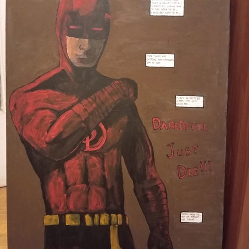 Daredevil painting with acrylics, new, 50×70