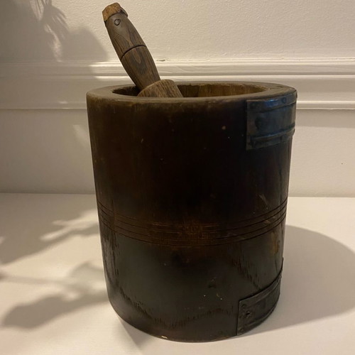 Wooden mortar old
