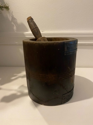 Wooden mortar old