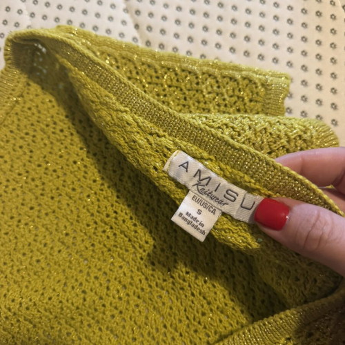 Amisu yellow crochet top, size small