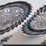  Χειροποίητο γλυκοδοχειο μπρούτζινο επάργυρο  ,με φυσητο γυαλί.