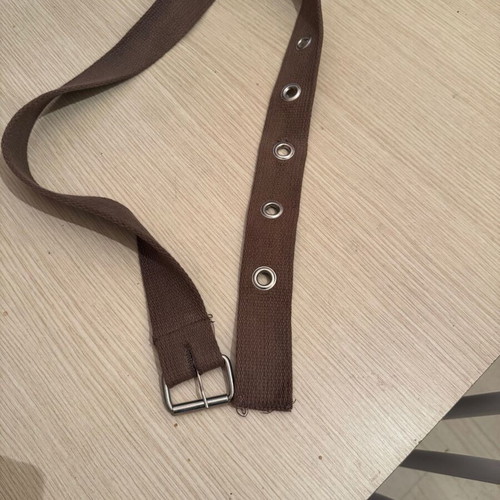 Fabric belt like new, khaki with metal holes