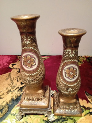 Ceramic candlesticks handmade used, set of two