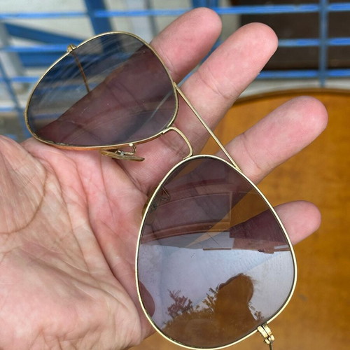 Ray-Ban Aviator vintage sunglasses used, gold frame, brown lenses