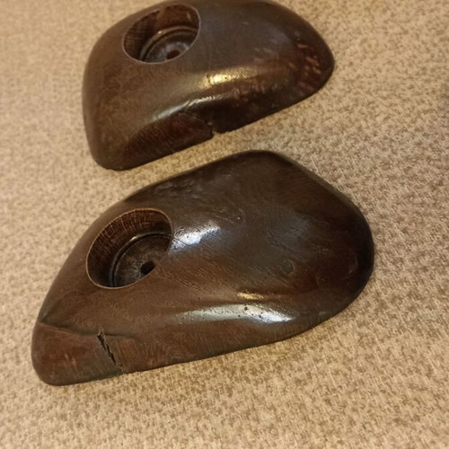 Handmade wooden candlesticks set of 2, rosewood varnished