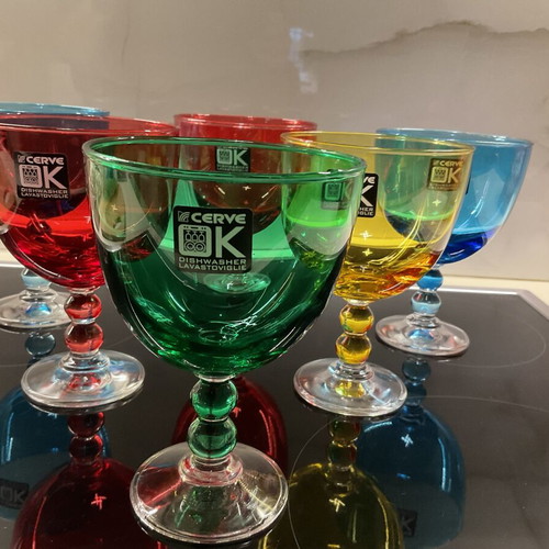 CERVE Deep Ice Cream Bowls Set of 6, Like New, Multicolored Glass