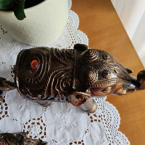 Decorative embossed elephant figurines like new, handmade