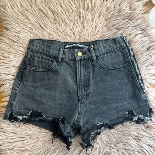 Alexander Wang high rise denim shorts size S like new black grey