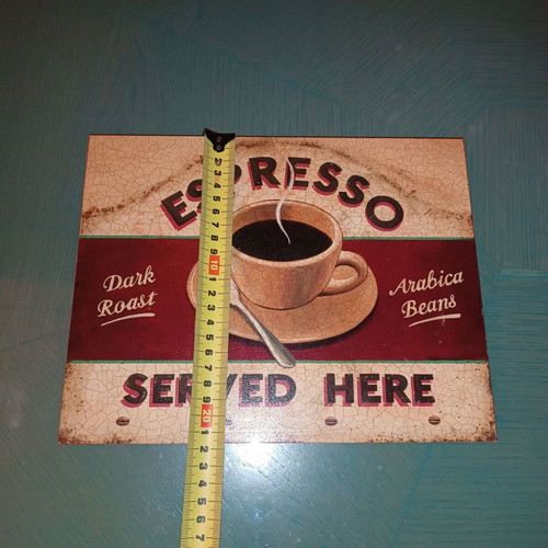 Wooden sign used Espresso Served Here 22cm x 28cm