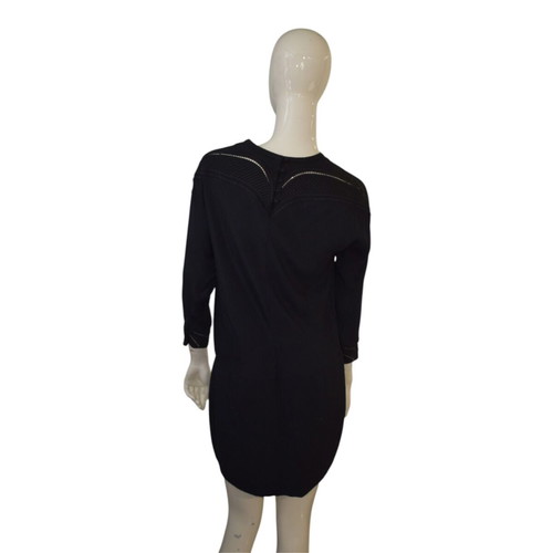 IRO Paris Cadonia black crepe mini dress with embroidered cutouts and sleeves, size FR 36 US 4