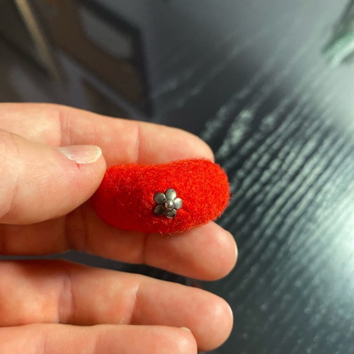 Handmade felt wool keychain red new
