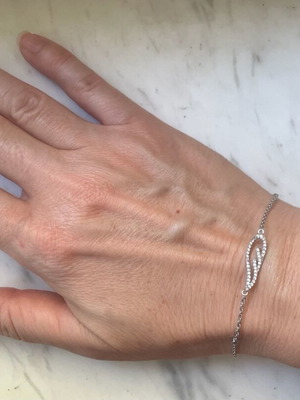 Βραχιόλι αλυσιδίτσα μεταχειρισμένο, ασήμι 925, μίνιμαλ φτερό