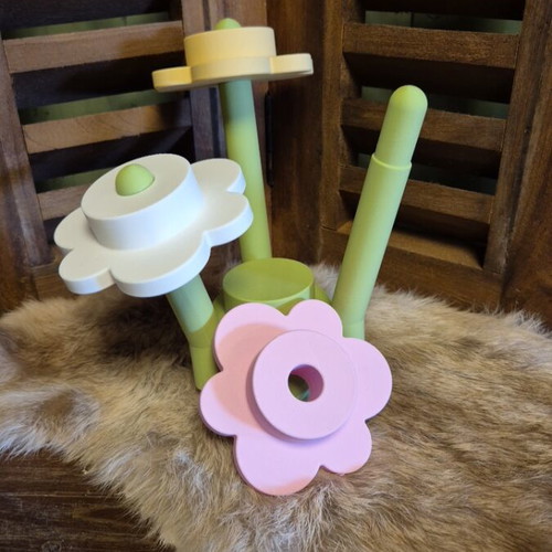 Lego-style flower 3D print, 18 cm high