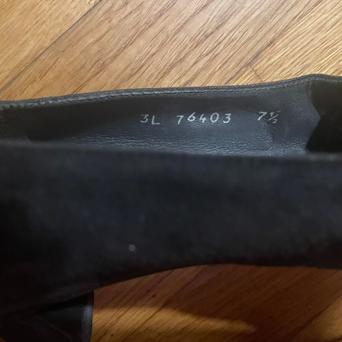 Vintage Russell & Bromley X Stuart Weitzman black suede pumps used, size 38