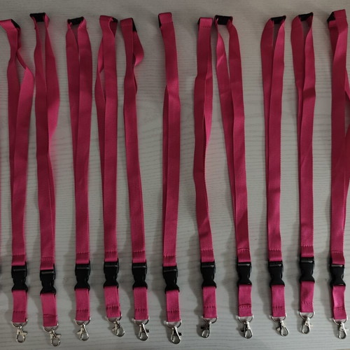 Lanyard set of 12 new, fuchsia pink with clip