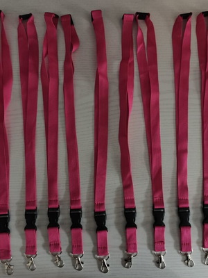 Lanyard set of 12 new, fuchsia pink with clip