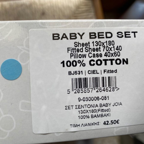 Baby crib sheets new with elephant design in blue and white