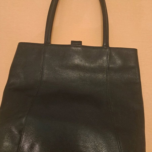 Longchamp δερμάτινη τσάντα μαύρη μεταχειρισμένη