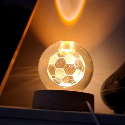 Illuminated crystal ball 3D football design like new