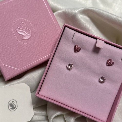 Swarovski earrings set like new, pink and silver