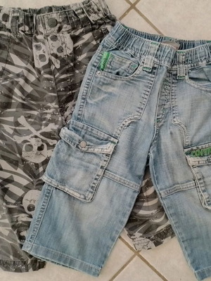 2in1 Boys' Pants and Bermudas like new, denim and fabric, sizes 98-104 cm