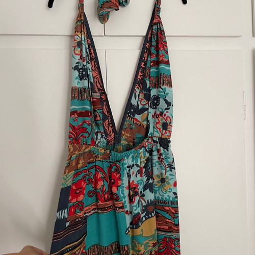 Maxi summer dress Pink P with colorful print, like new