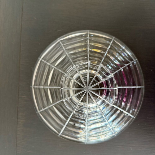 Crystal fruit bowl like new with geometric embossed design