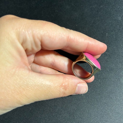 Large square ring used with pink stone