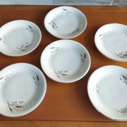 Vintage Candia Harvest Time dessert plates set of 6, mint condition