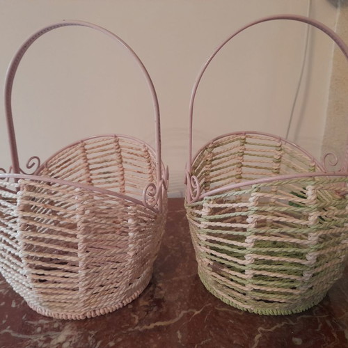 Baskets used, set of 2, made with rope