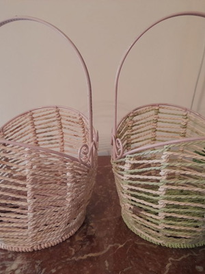 Baskets used, set of 2, made with rope