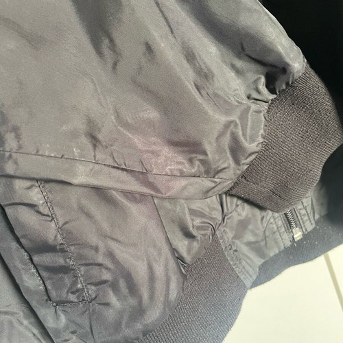 Sixty men's jacket used, size Large, black with white and yellow stripe Y2K
