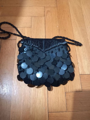 Evening bag with sequins like new, black women's handbag