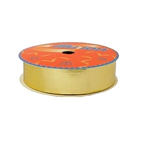 5 τεμάχια  Κορδέλα χρυσή γυαλιστέρη μεταλλική καρούλι 19mmx5m illusion