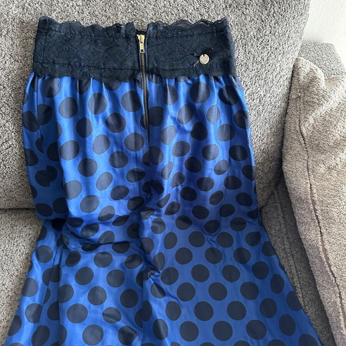 Lune skirt and top set blue electric with black polka dots