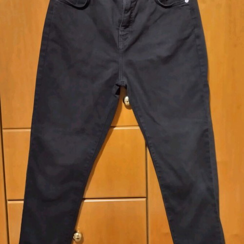 High-waisted jeans used, size M, black, H&M