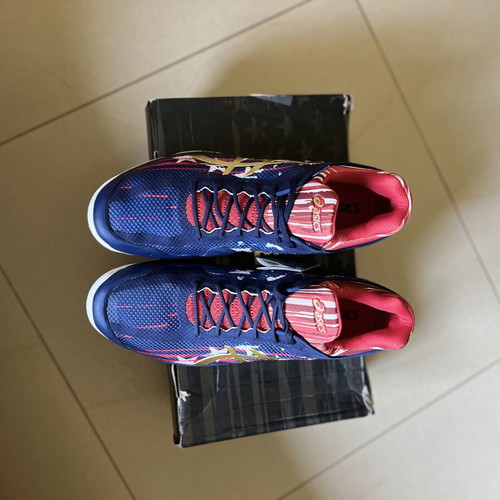 Asics Court FF L.E. NYC sneakers, Indigo Blue, Rich Gold, Prime Red, EU 47