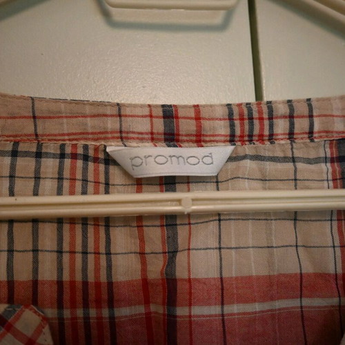 Checked Promod blouse like new with gathered hem