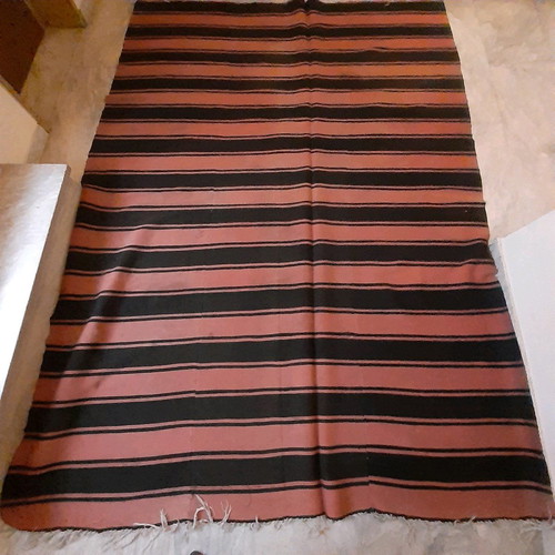 Wool woven rug used, red-black, 200×280 cm