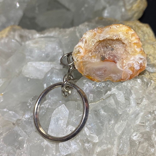 Key Chain Handmade with Natural Raw Agate new, orange