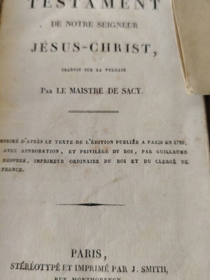 Καινή Διαθήκη 1824 γαλλική έκδοση μεταχειρισμένη