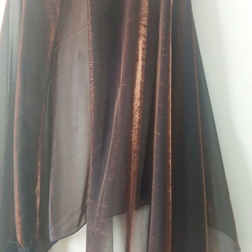 Dark brown scarf used with shimmer and fringes