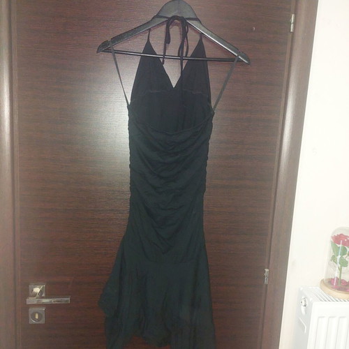 Women's black dress with neck tie like new